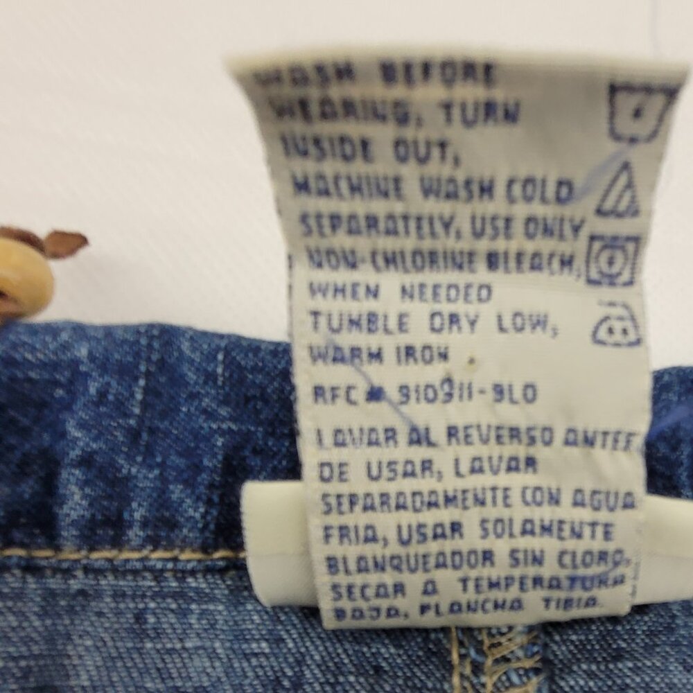 Vintage Faded Glory Dress Women's 14 Blue Denim Leather Lace-up Embroidered Jean - Picture 6 of 11